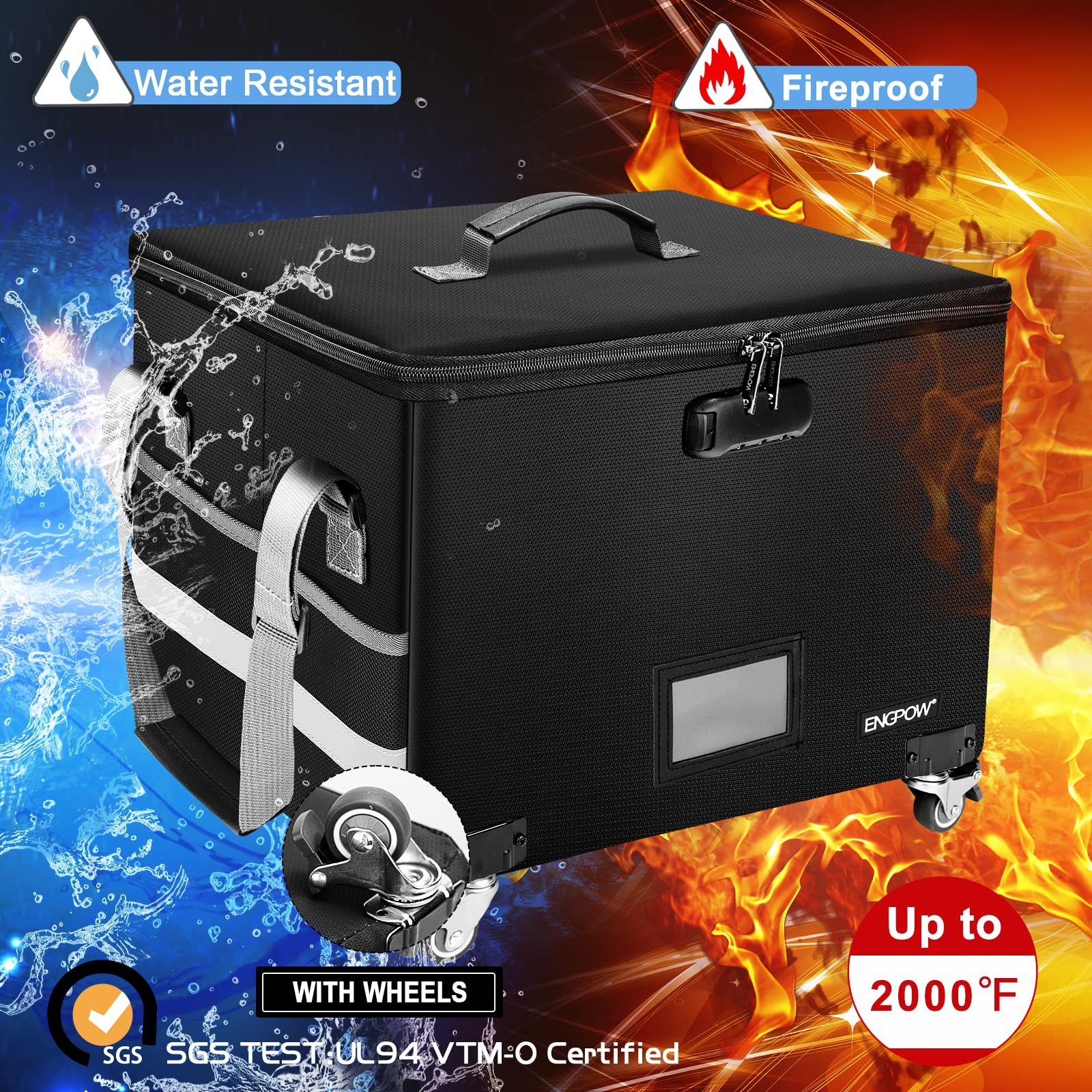 File Box With Wheels Fireproof Document Box With Lockcollapsible Rolling File St