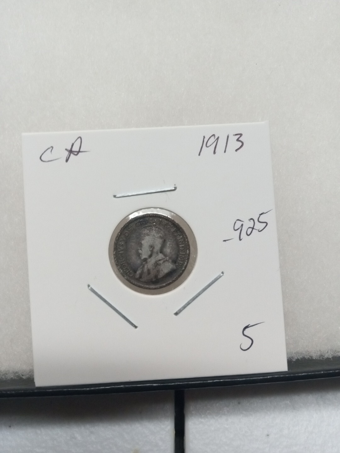 1913 Canada Silver (.925) 5 Cents - Canadian Coin