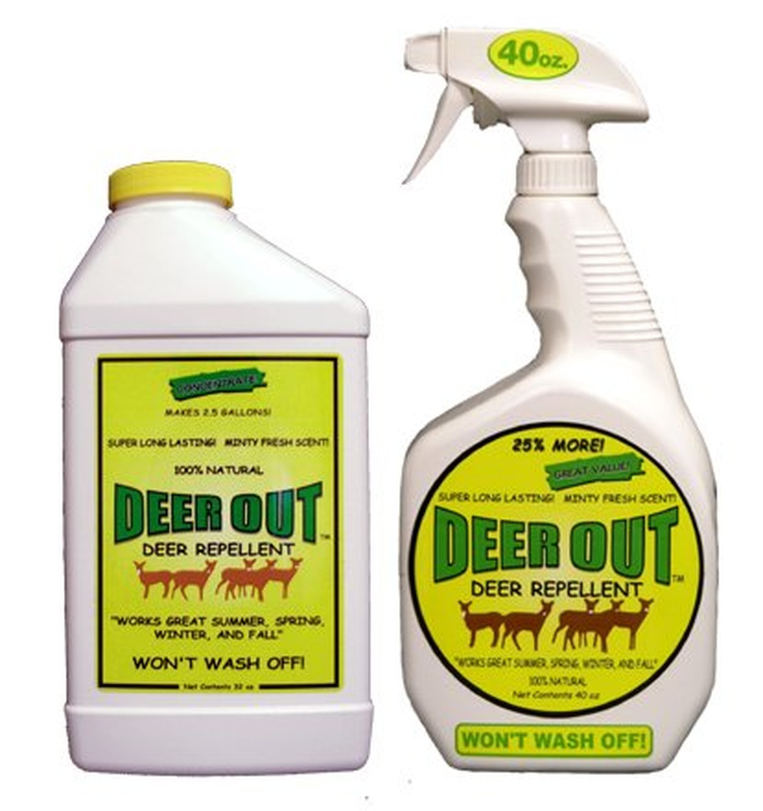 Deer Out Deer Repellent - Starter Combo Kit: 40oz Ready to Use Spray & 32oz C...