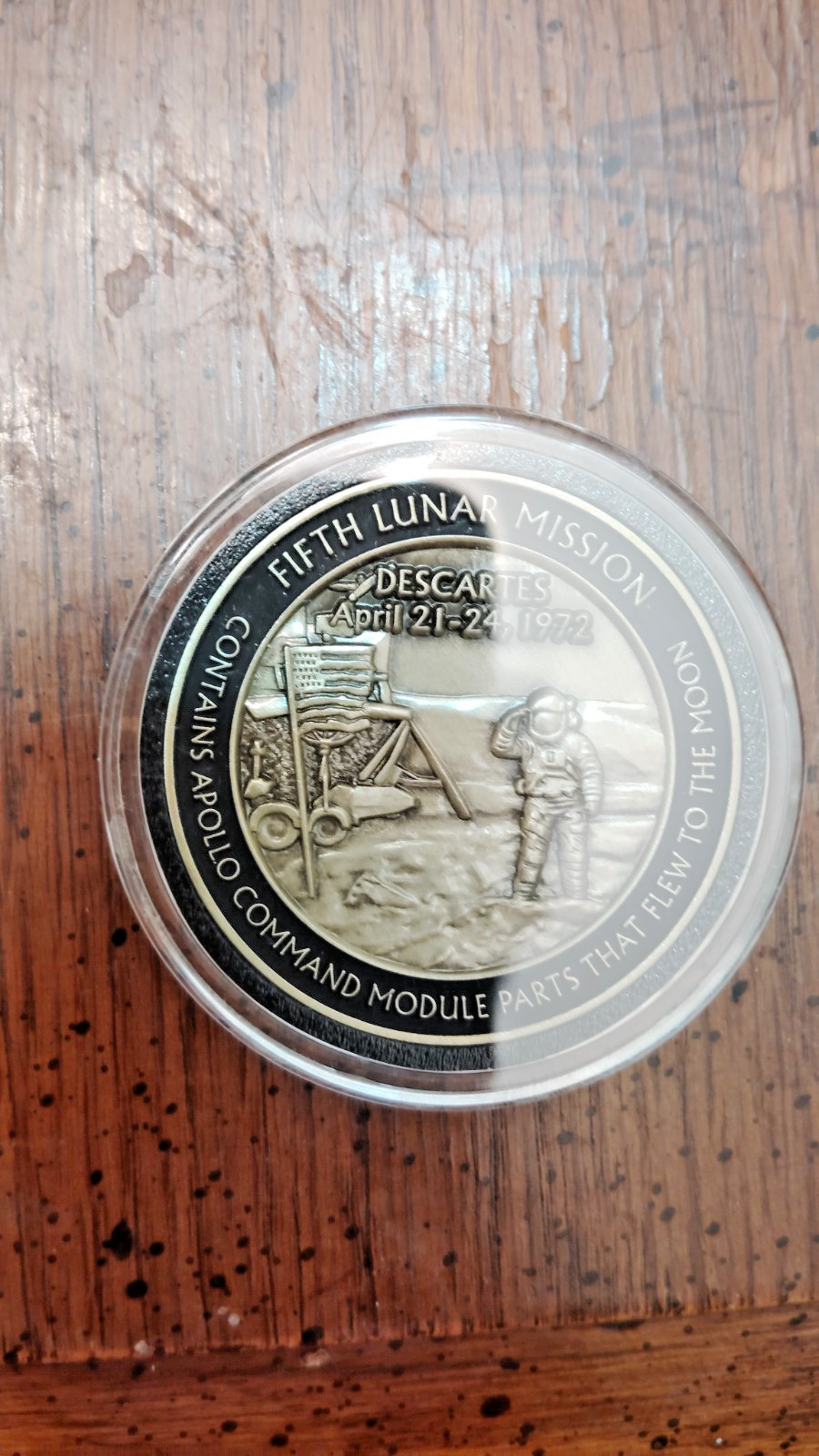 40th Anniversary  Apollo 16 Flown Medallion Contains Metal From Command Module