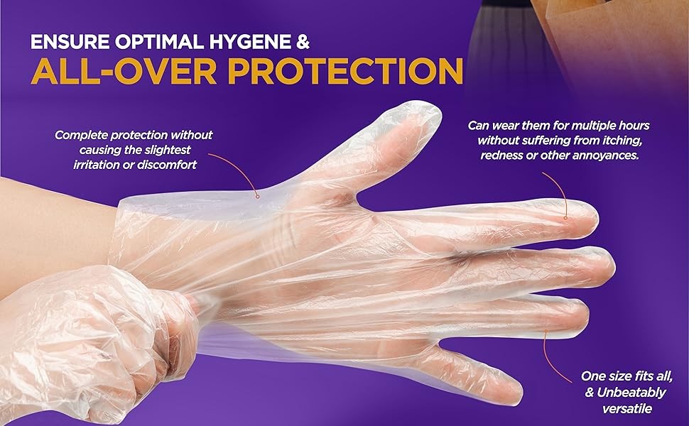 Clear Food-Prep Poly Gloves |Multipose Latex-Disposable