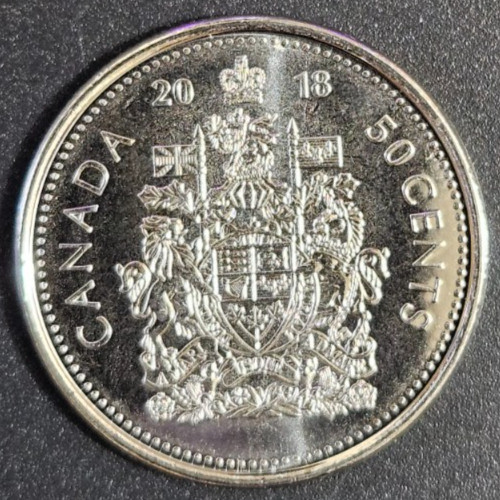 2018 Canada 50 Cents Coin Mint State BU #AB863