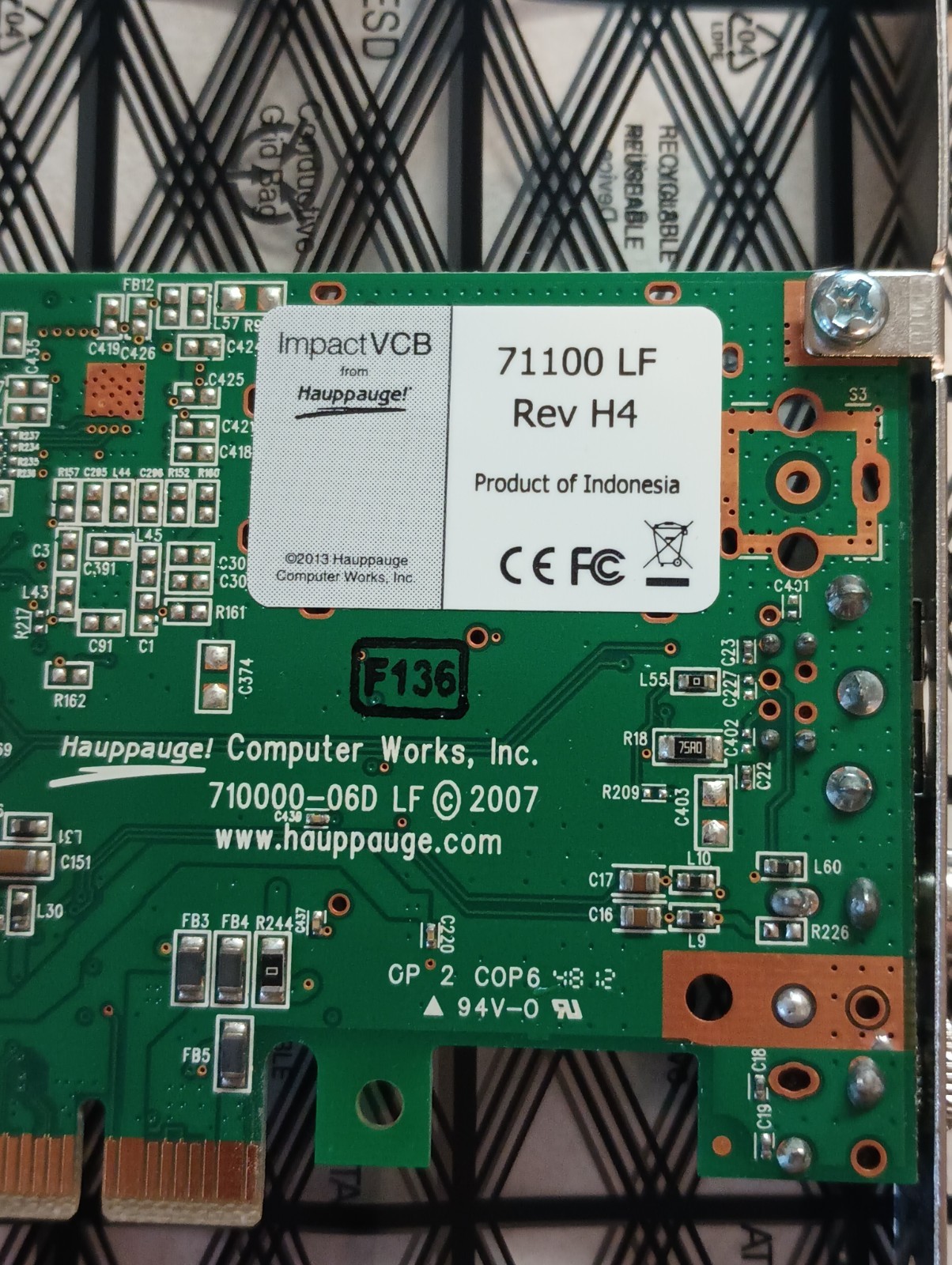 ImpactVCB From Hauppauge 71100 LF Rev H4