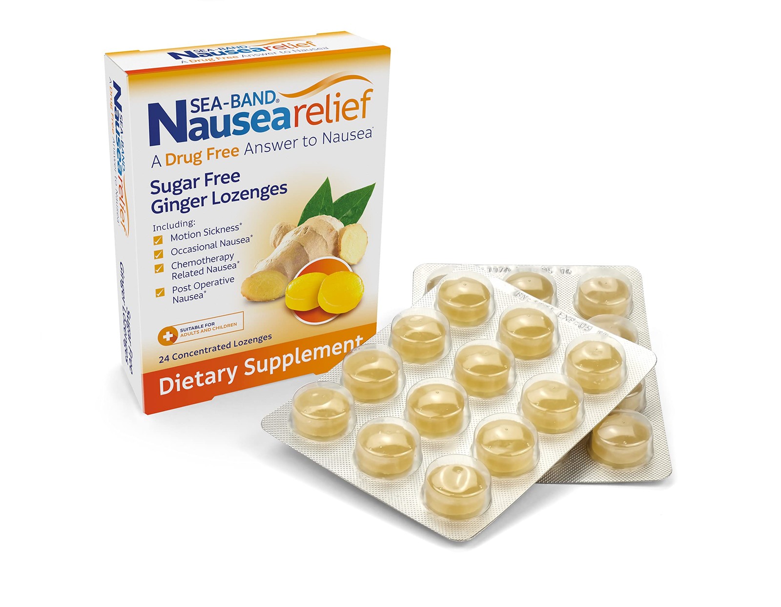 Ginger Lozenges, Drug and Sugar Free, for Motion Sickness and Nausea Relief*