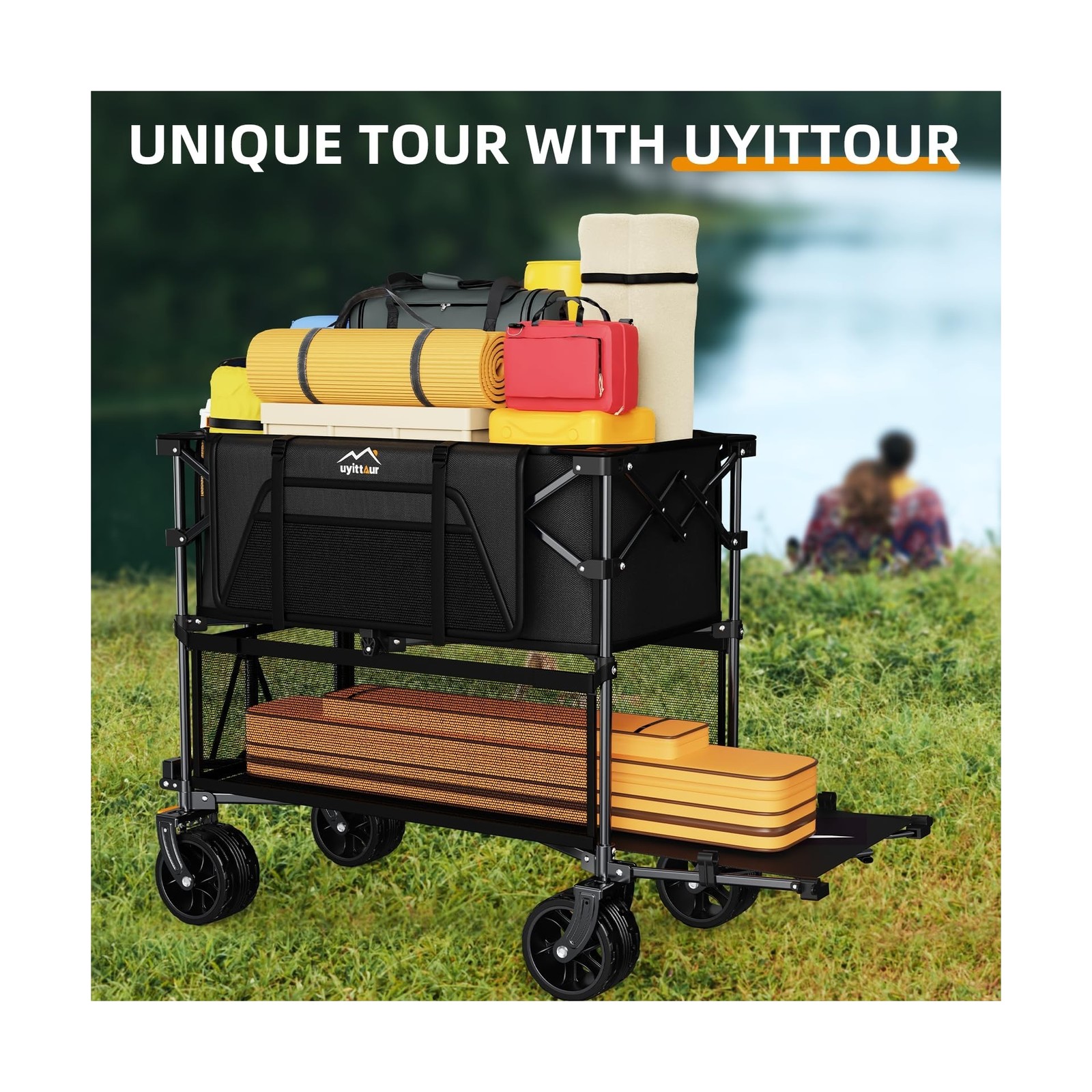 Foldable 50''L Extra Long Double Decker Wagon for Sport, 400L Colla... Fast Ship