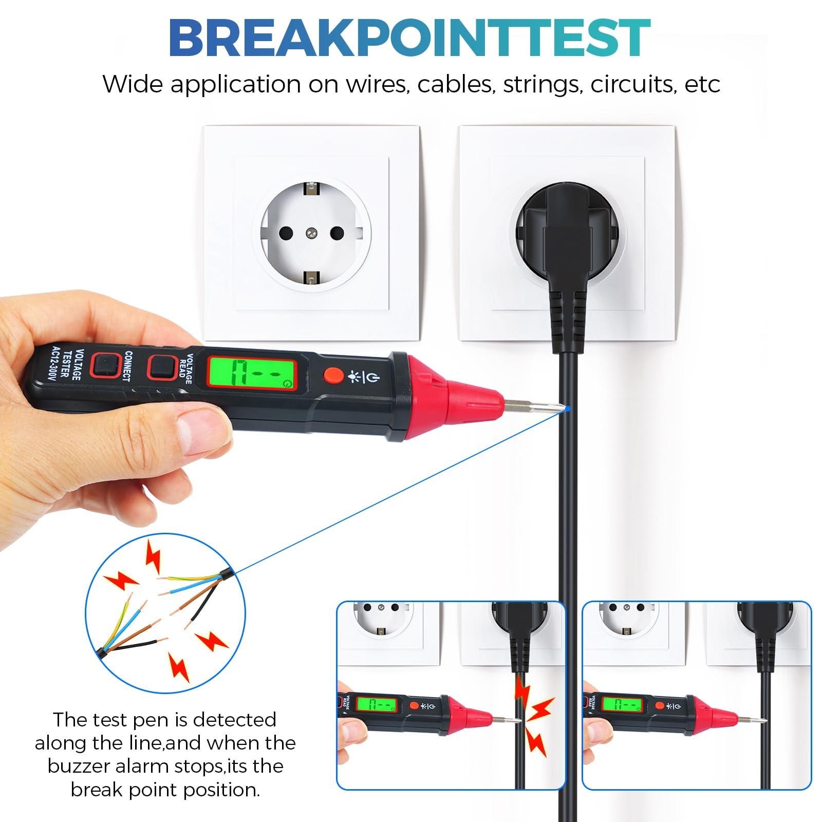 WGGE Digital AC Voltage Tester Screwdriver – LCD Display, High/Low Voltage