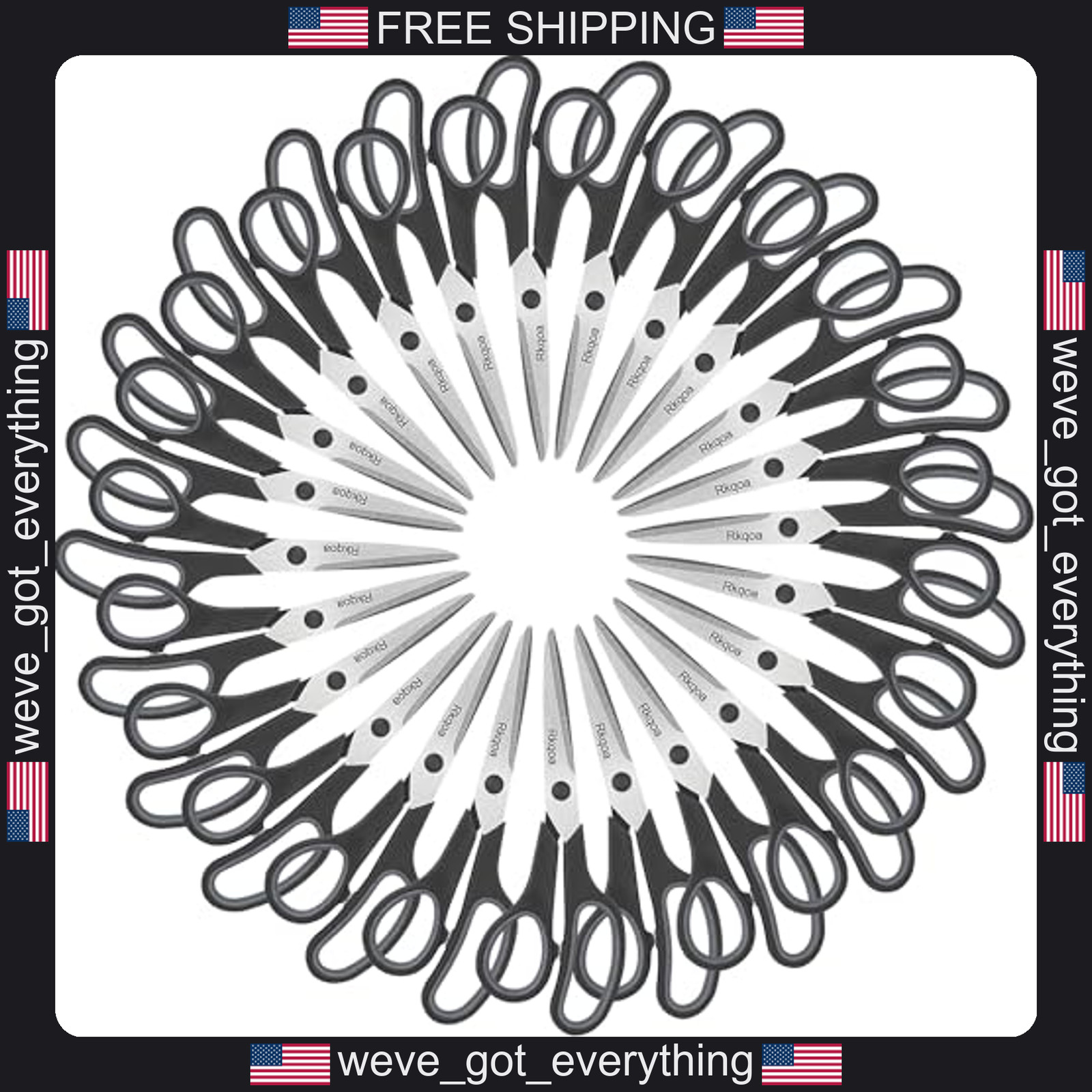 24 Black All Purpose Scissors for Office School Crafts