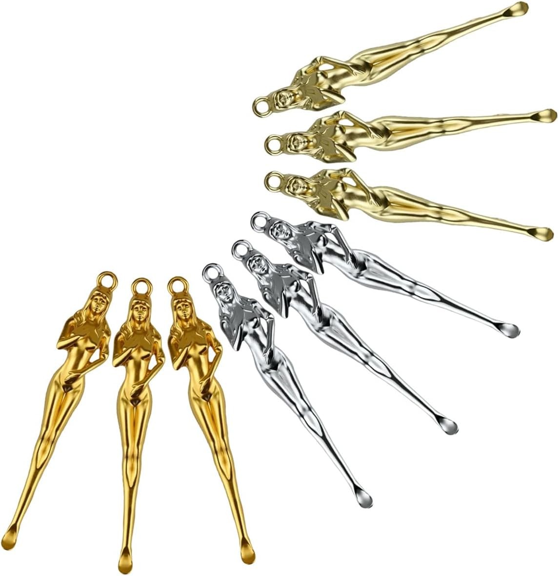 9 PCS Tiny Spoons, Mini Vintage Metal Retro Ear Spoon Scoop Necklace Keychain Pe
