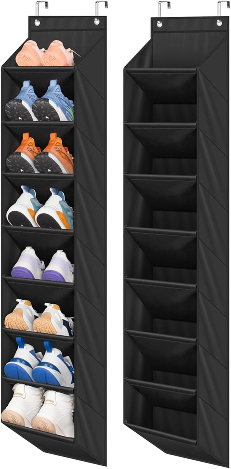 2 Pack Over The Door Shoe Organizer 8 Deep Pockets Hanging Closet Rack Black