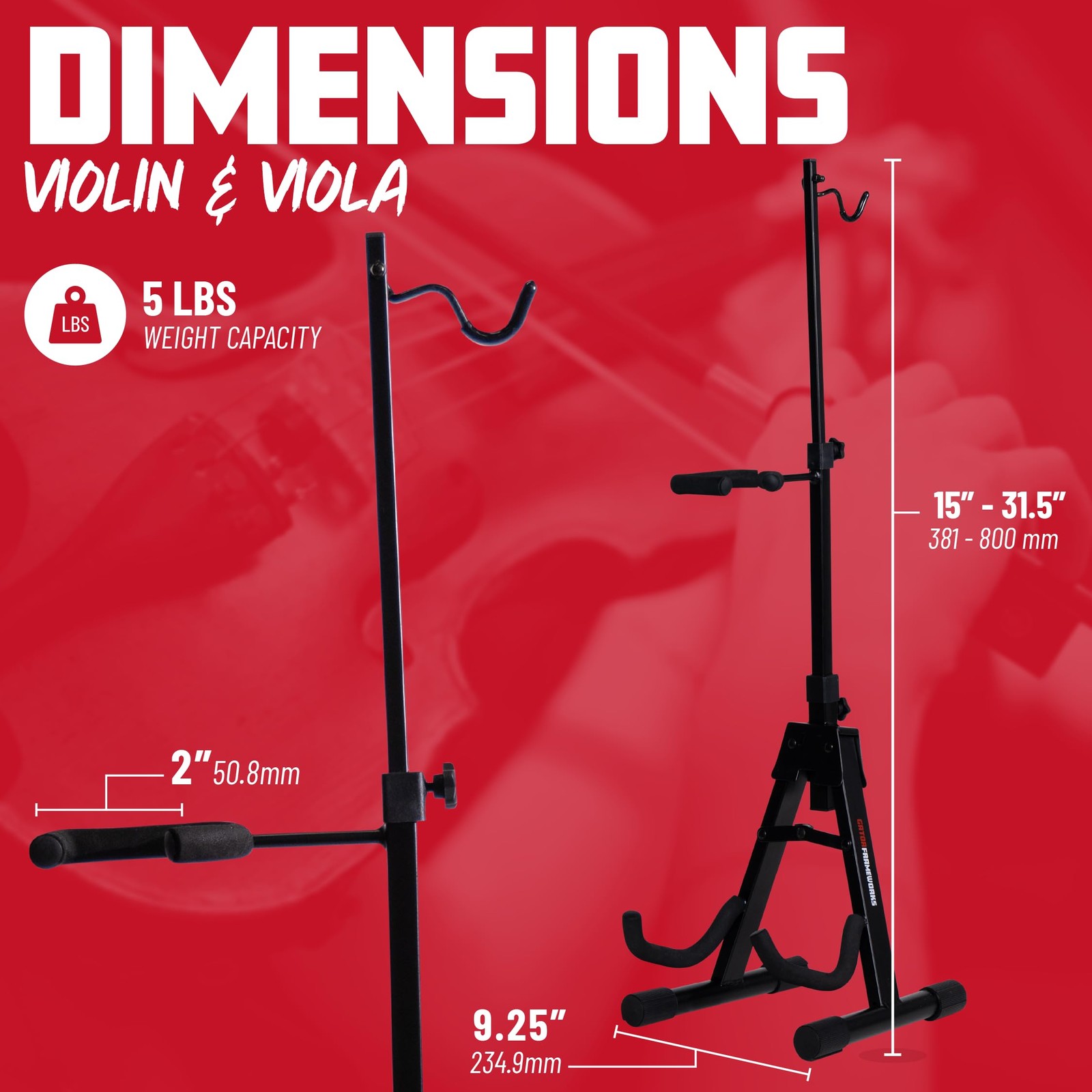 Recital Series Adjustable Stand for Violin & Viola for Performance Practice