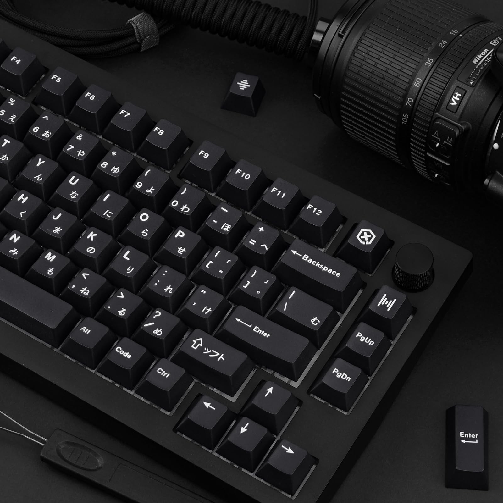 Black Japanese Keycaps 129 Keys Minimalist Style PBT Dye Sublimation Customized