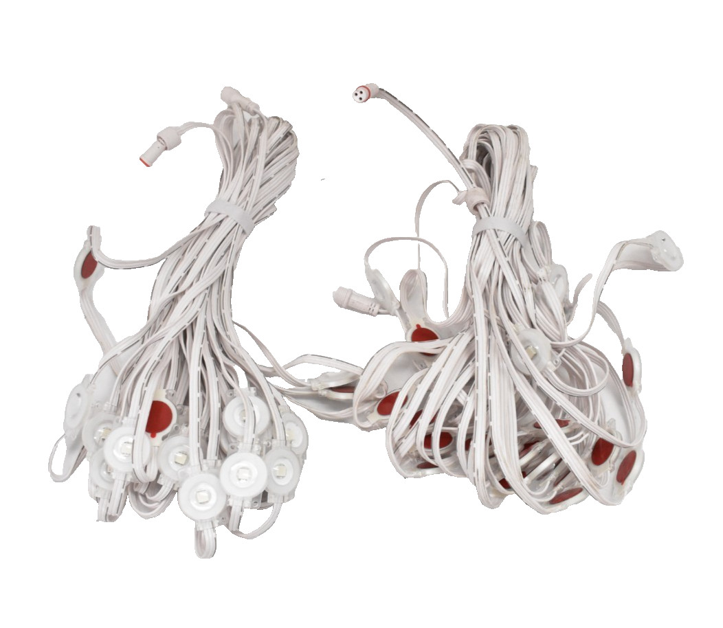 Lot of 2 16' Permanent Outdoor Lights w Adhesive Backing 21 Lights/Set White
