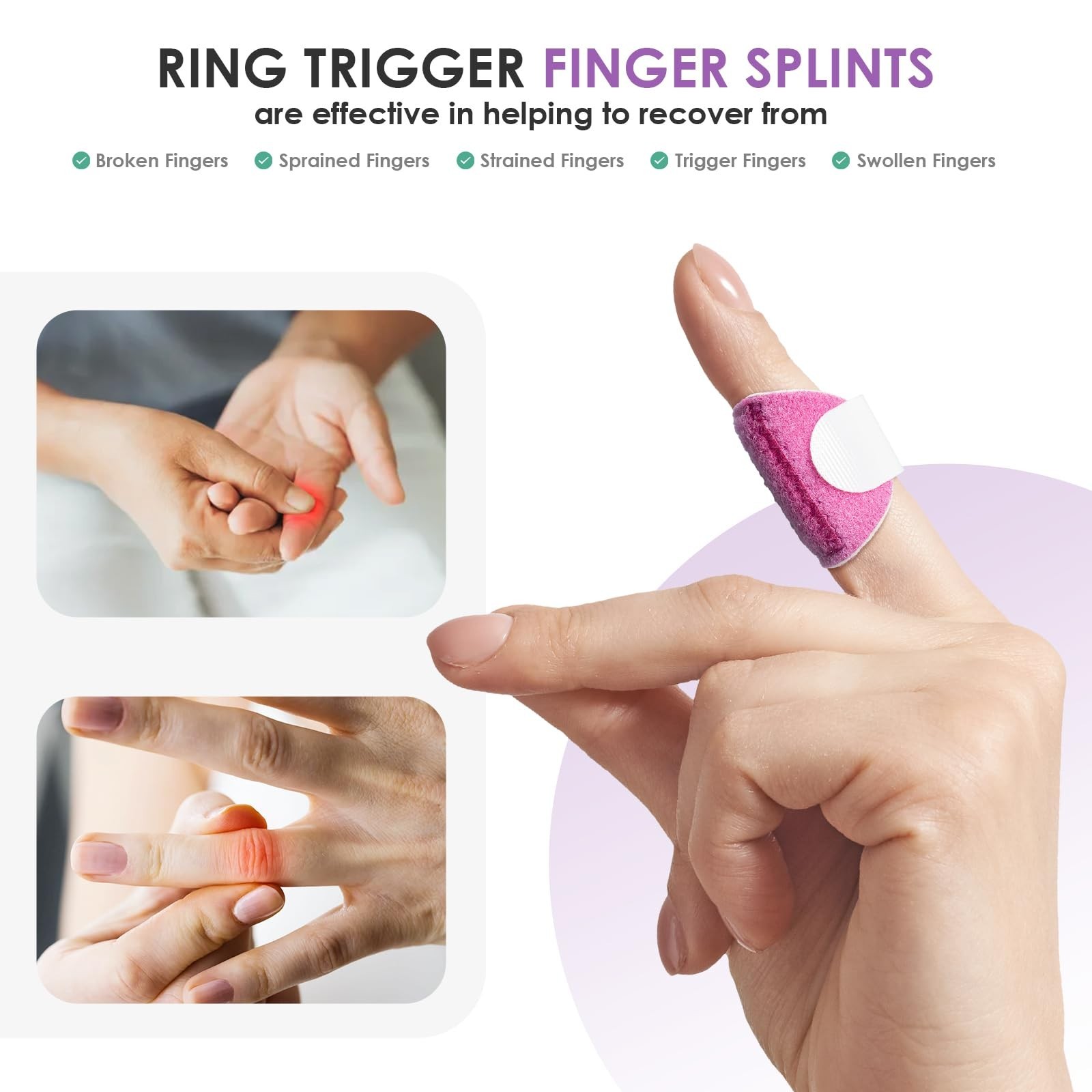 6 Pcs Colourful Trigger Finger Splints, Finger Sleeves for Finger Support and...