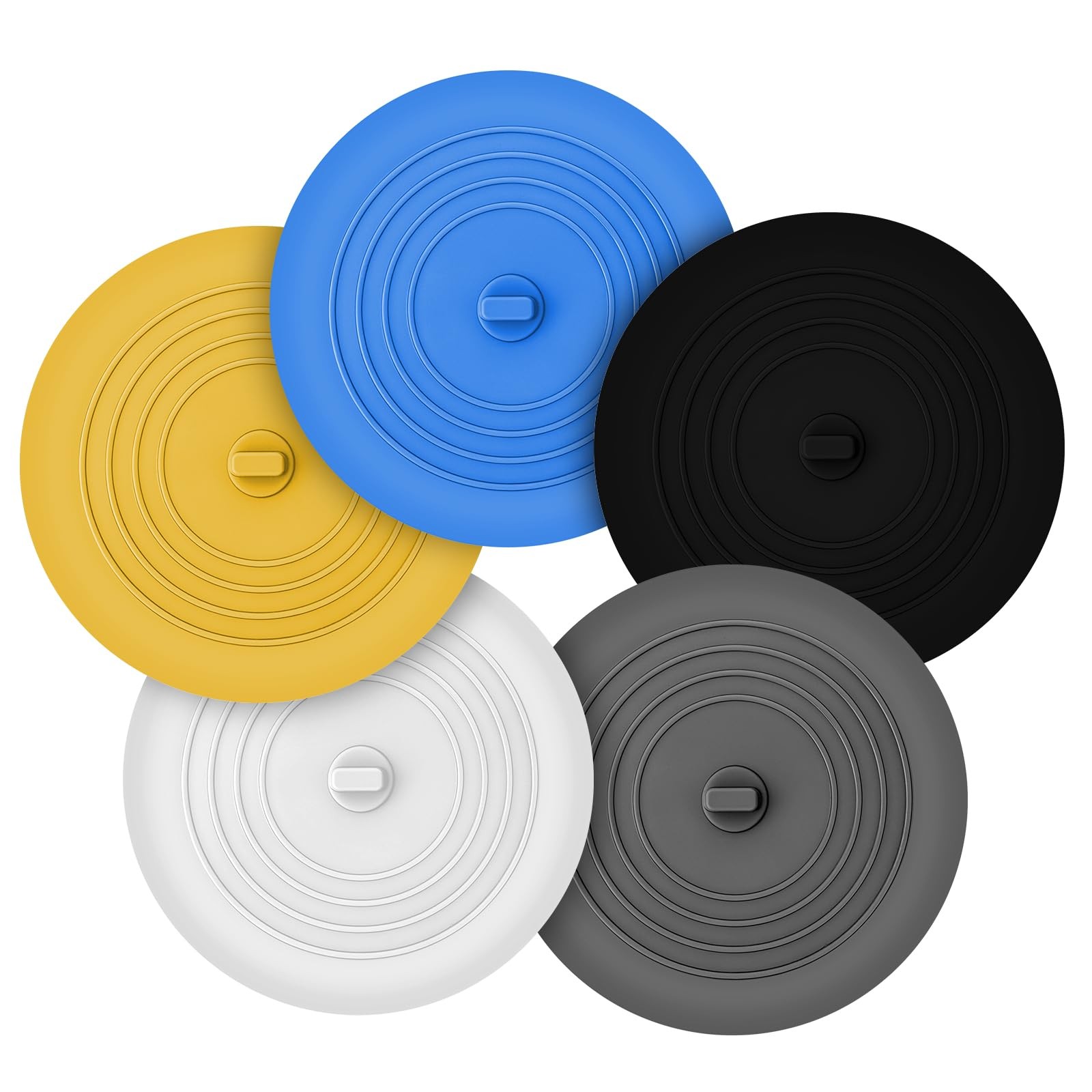 Tub Stopper 5 Pack 6 Inch Silicone Universal Drain Plug 5 Colors
