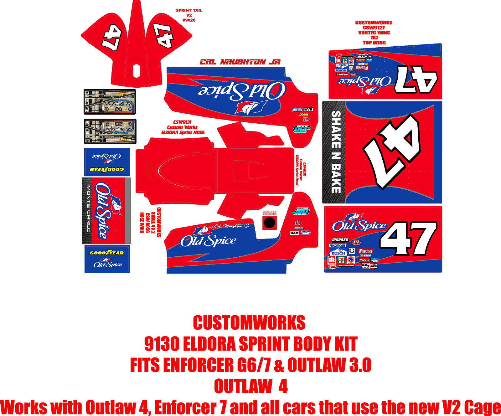 CUSTOMWORKS ELDORA   SPRINT CAR 9130 CAL NAUGHTON JR  THEME WRAP KIT