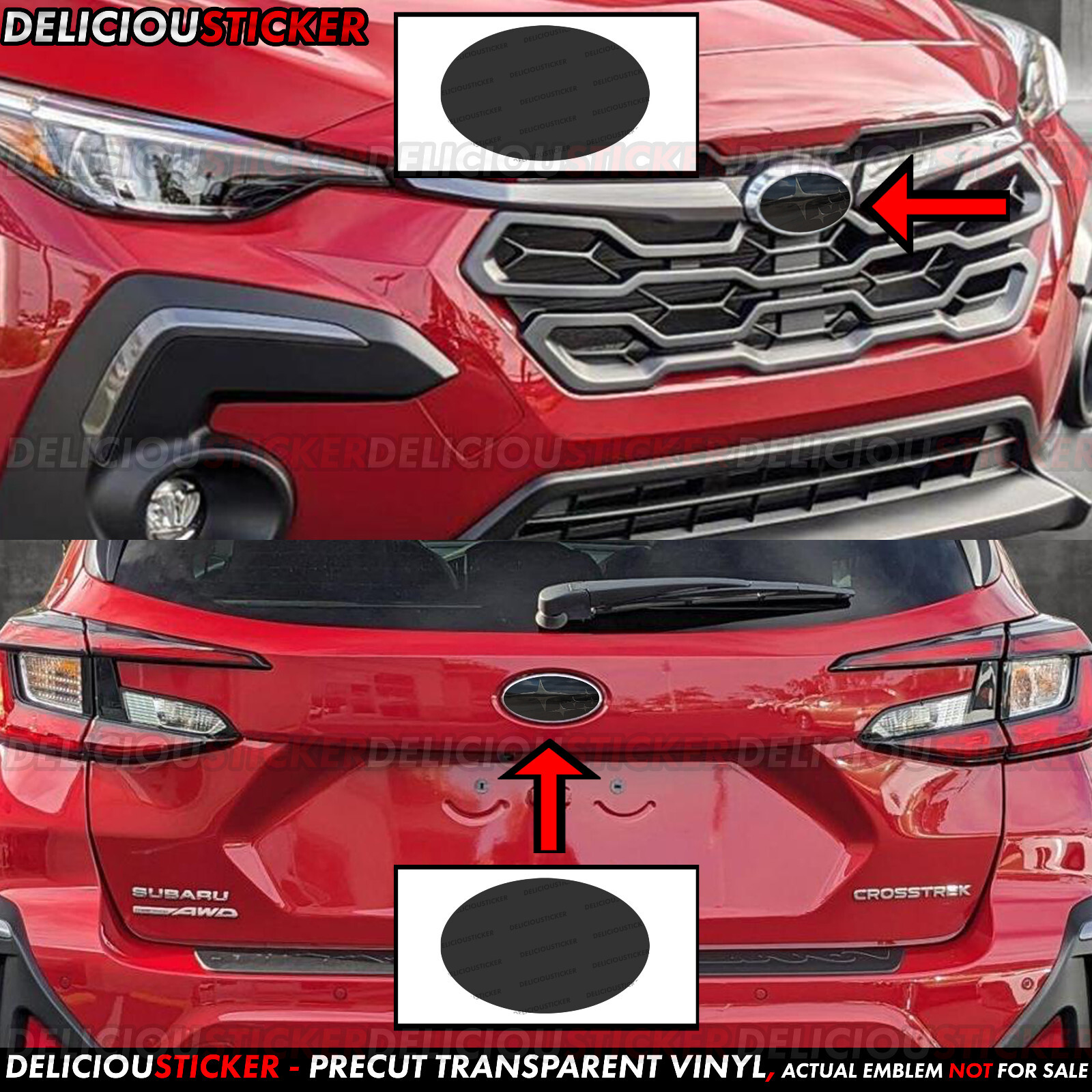 For 2024-2026 Subaru Impreza Front Rear Emblem Smoke Decals Vinyl Tint Overlay