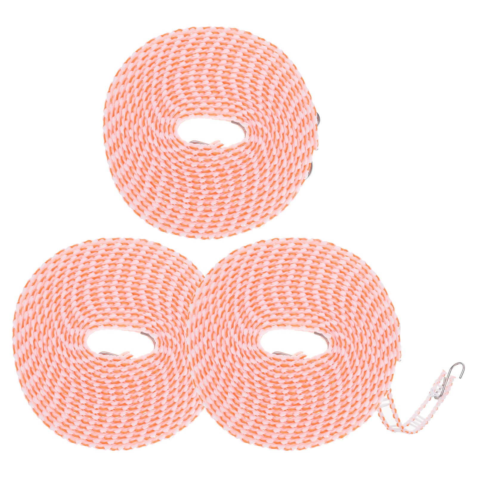 3Pcs 16.4ft Windproof Nylon Clothesline Widen Clothes Drying Rope Orange