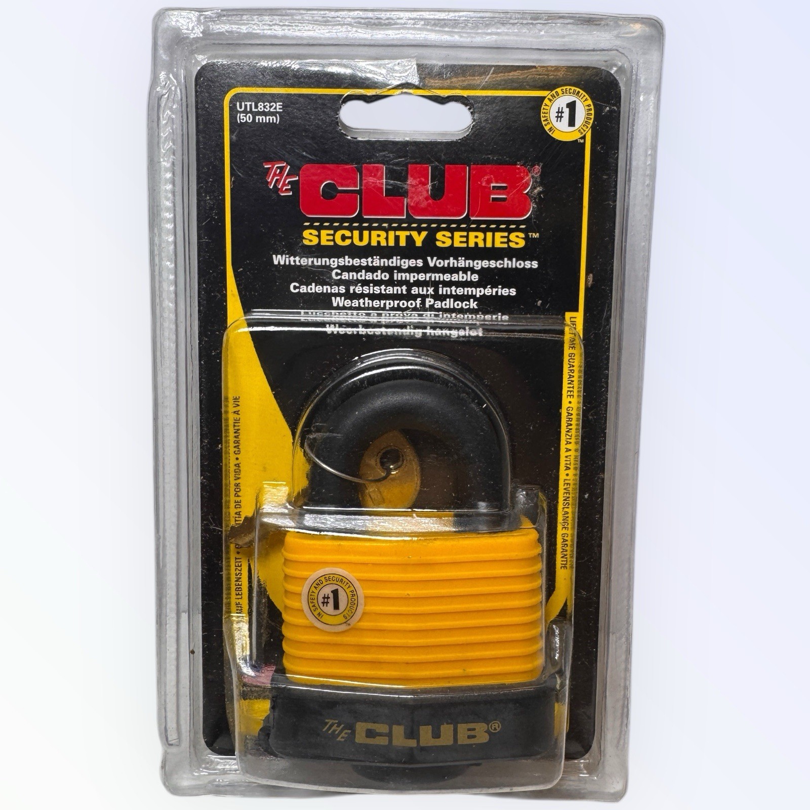 New Lock THE CLUB SECURITY SERIES PADLOCK UTL832E LAMINATED STEEL BODY 2”
