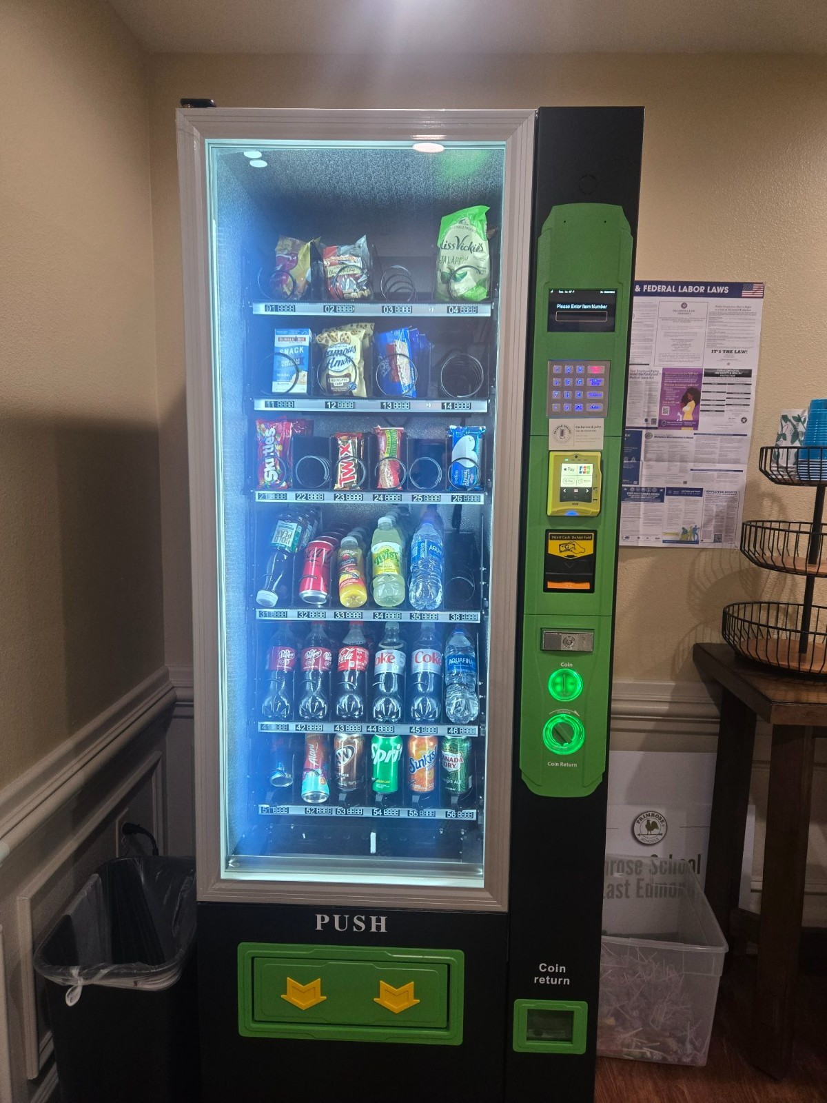New Combo Snack and Drink Vending Machine with Cash and Coin Payment Systems