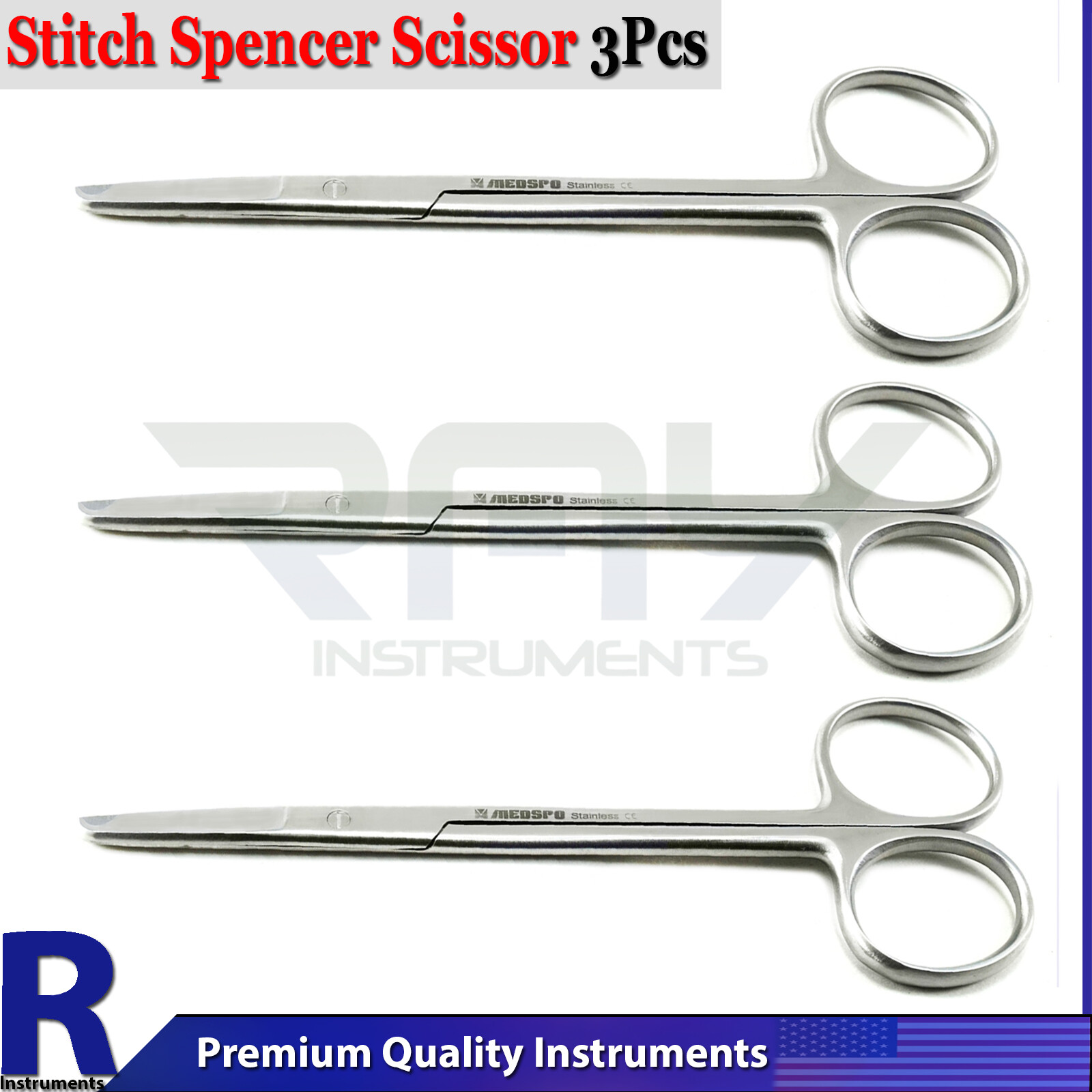 Dental Nurse Stitch Spencer Scissors Surgical Veterinary Suture Removal 3Pcs Set