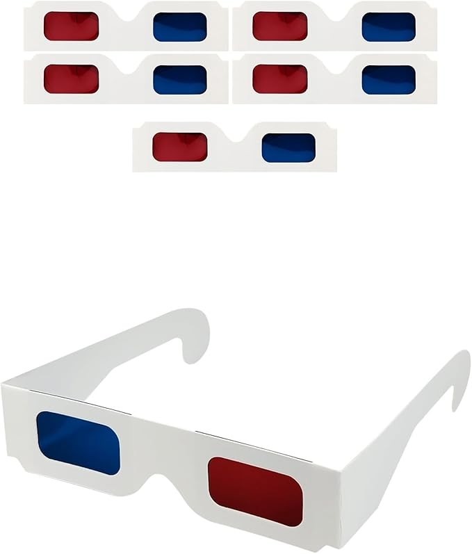 Red Blue 3D Glasses Cardboard Anaglyph Movie Viewing Glasses Film Pack NEW