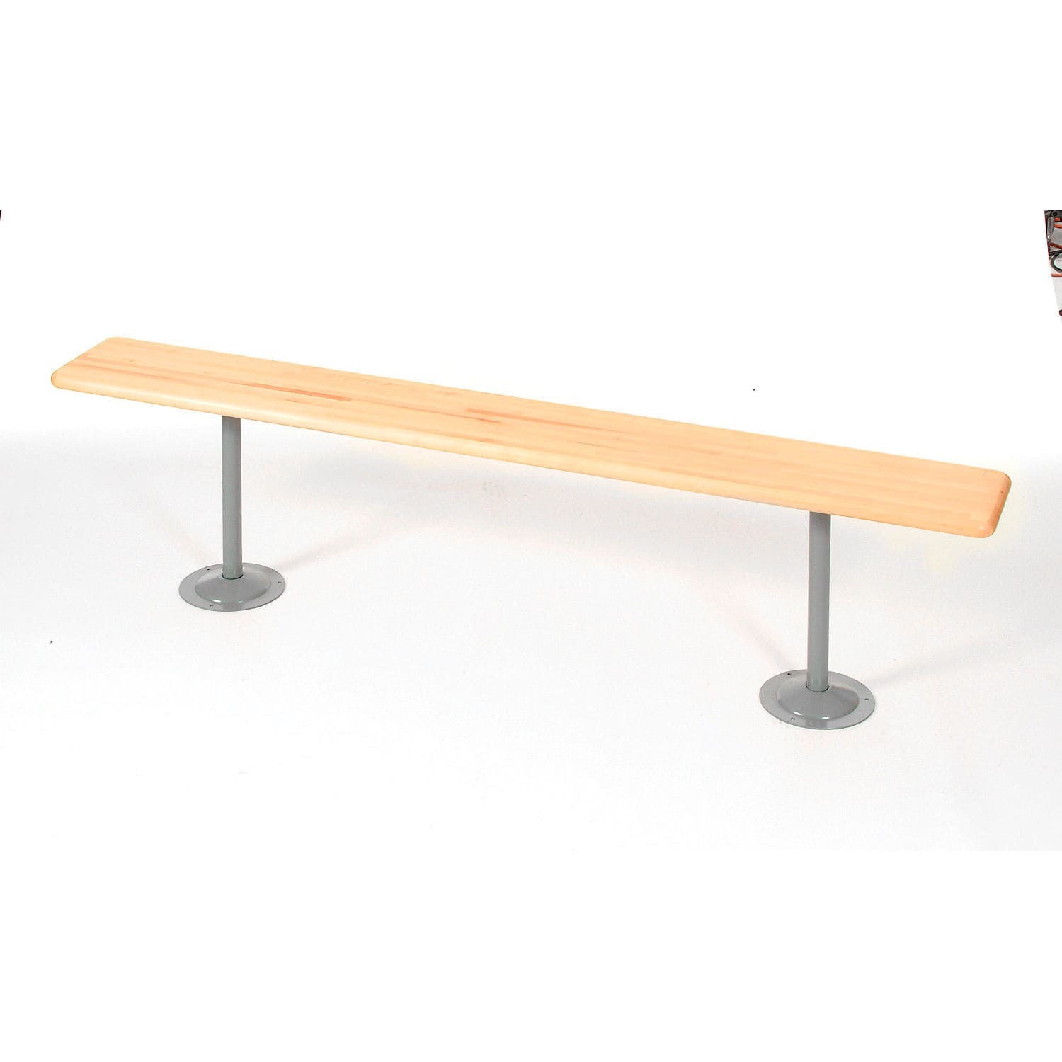 Global Industrial Locker Bench Hardwood Top w/Steel Tube Pedestals Bolt Down 36