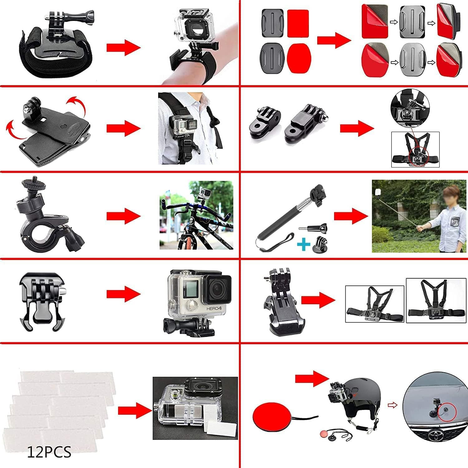 60 in 1 Action Camera Accessories Kit Mount Bundle for Hero Insta360 DJI