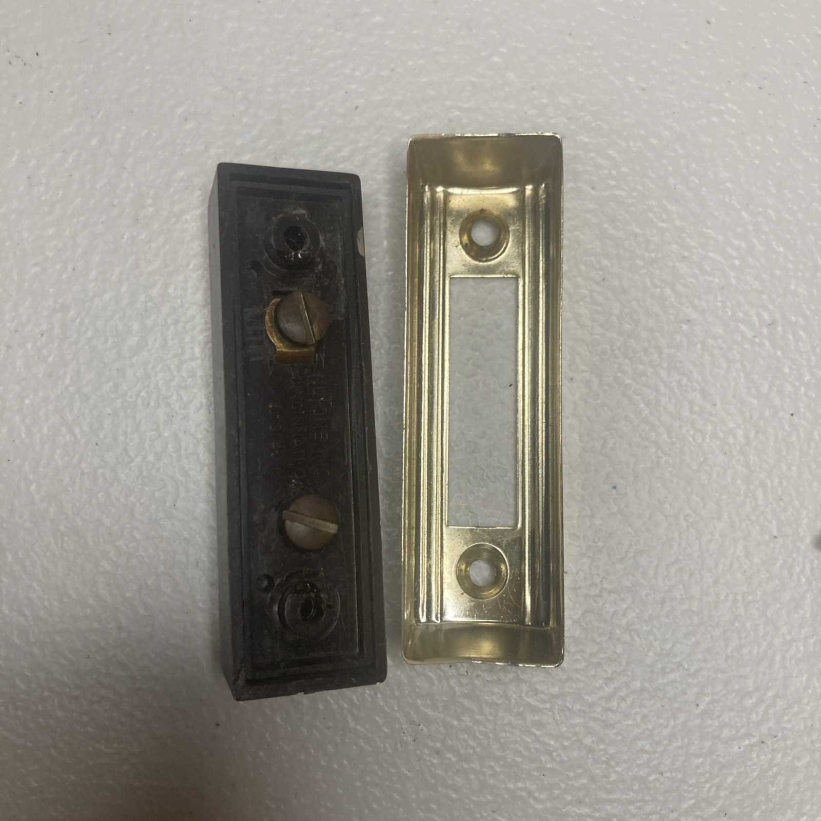 vintage NuTone PB-11 "Pacesetter" gold anodized pushbutton doorbell. -TD
