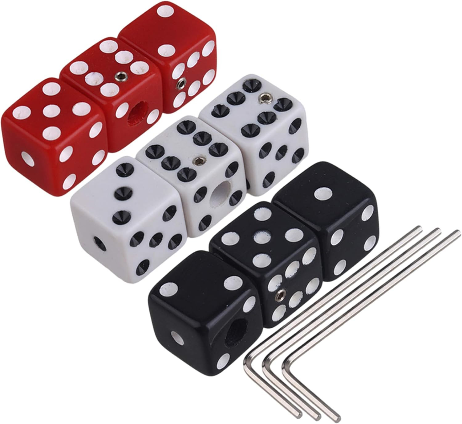 9PCS Electric Guitar Volume Control Knobs - Three Color Dice Style with Wrench