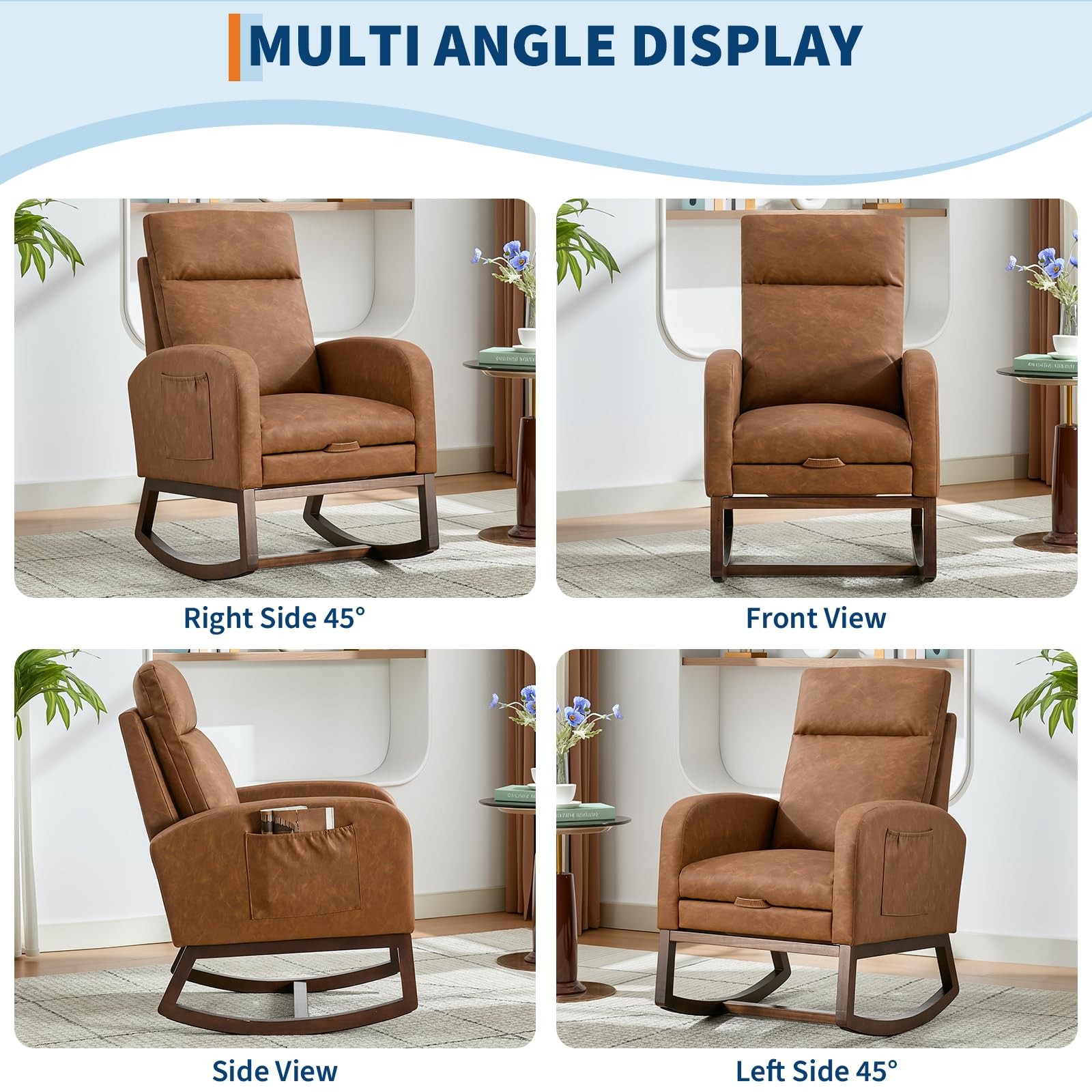 Nursery Rocker Chair ,High Back Upholstered Lounge Chair ,Glider Rocking Chair
