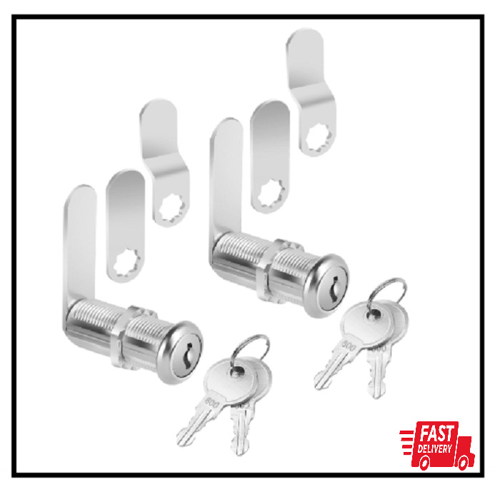 2 Pack 1-1/2" Cabinet Locks with Keys Long Cam Locks for Cabinets Keyed Alike