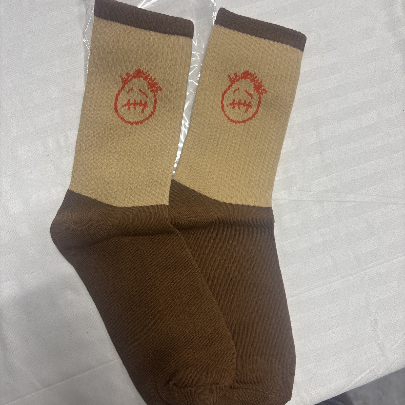 CACTUS JACK Travis Scott Socks • Brown/Beige • One Size • Brand New Sealed