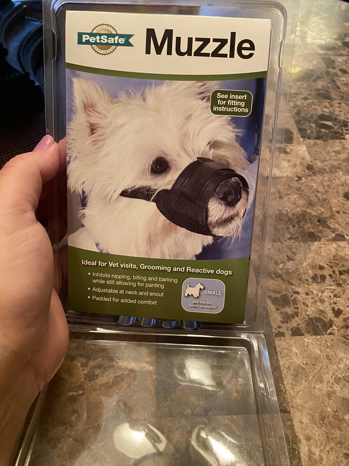 PetSafe Muzzle, Small, 7-8 3/4” Snout, Padded For Comfort, Adjustable New In Box