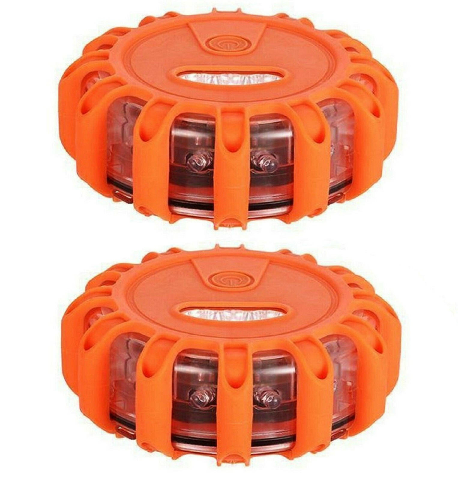 2x LED Road Flares Flashing Warning Emergency Disc Lamp Roadside Safety Light