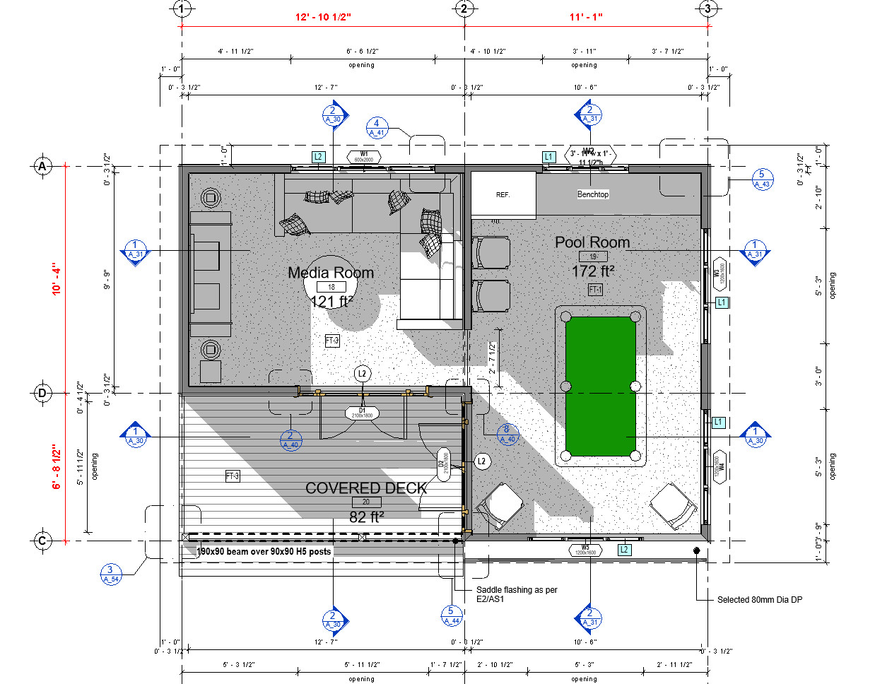 Tiny House ADU working s 2 Room Layout, (400SF) Covered Deck, PDF+ CAD File