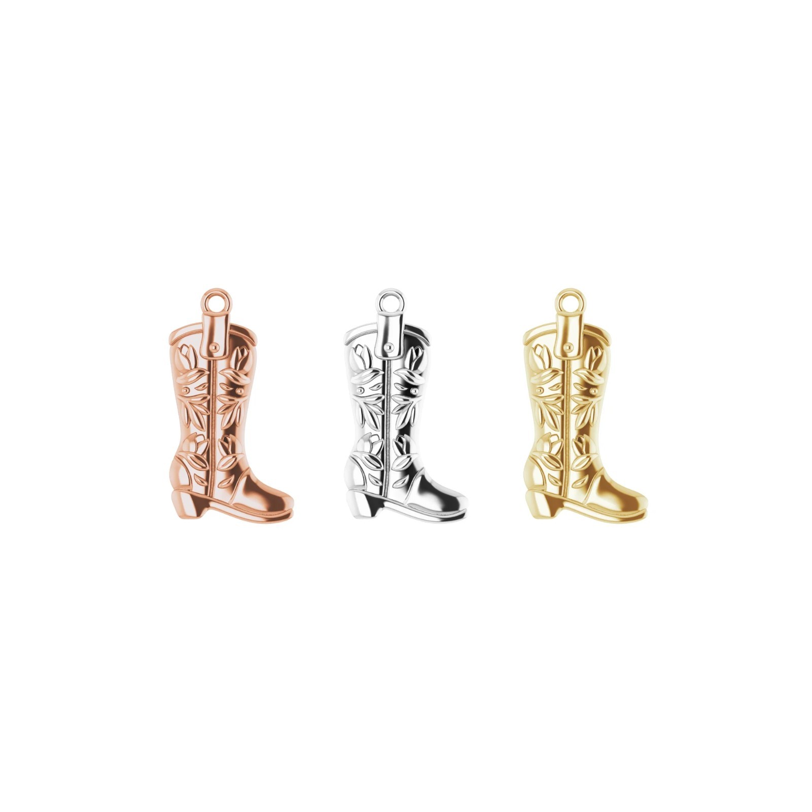 10K 14K 18K Gold, Platinum & Silver Cowboy Boot Dangle