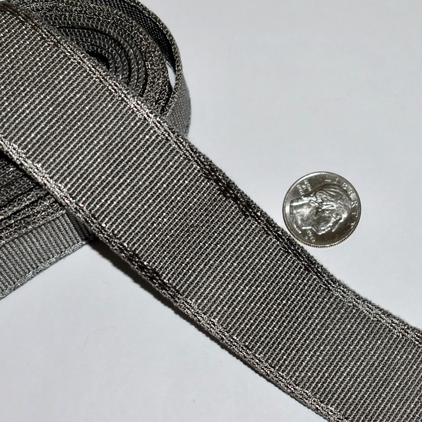 3.75 yd (135") Samuel &Son FRANCOISE METALLIC BORDER Antq.Silver 1.5"w TAPE Trim