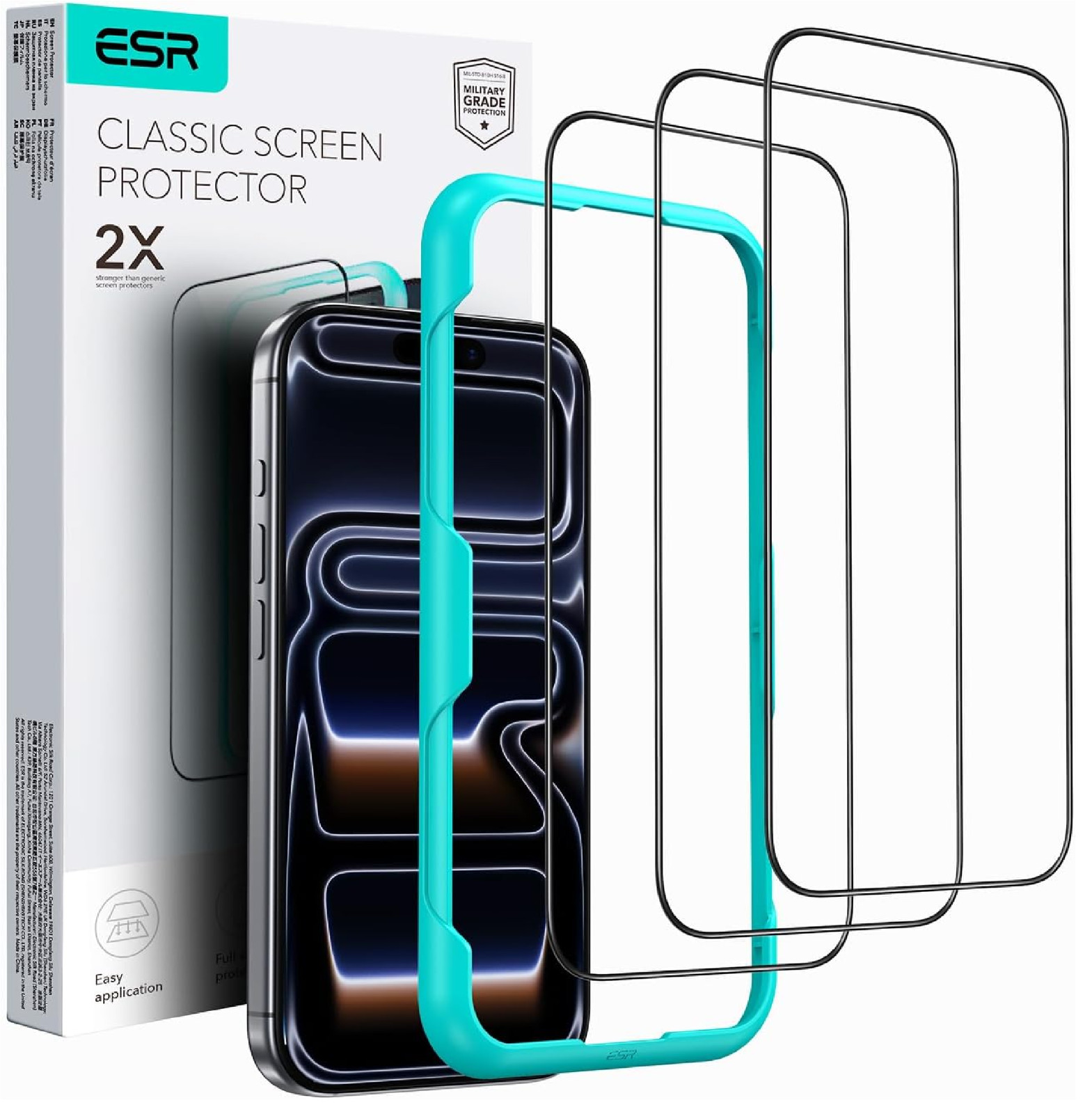 ESR 3 Pack for iPhone 17/iPhone 16 Pro Screen Protector, [9H Hardness] [Military
