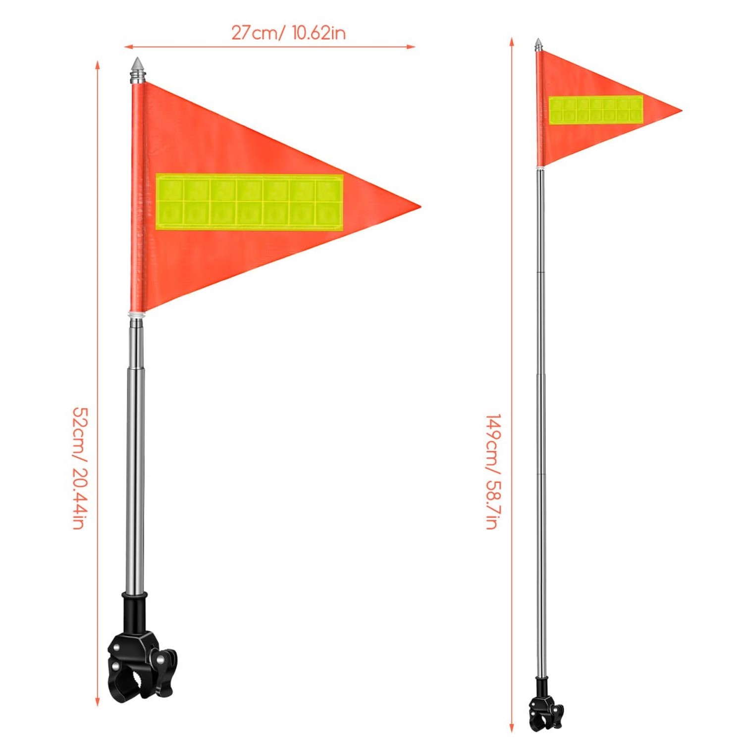 Bike Flag with Pole for Safety, High Visibility Double-sided Reflective Bicyc...