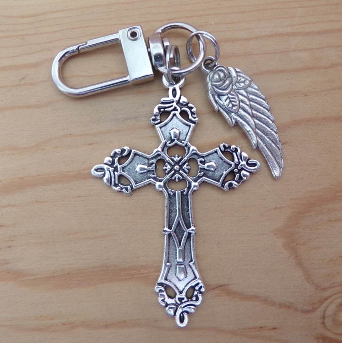 Retro Cross : Zipper Pull, Keychain, Jacket, Bag Purse,Backpack Accessory clip