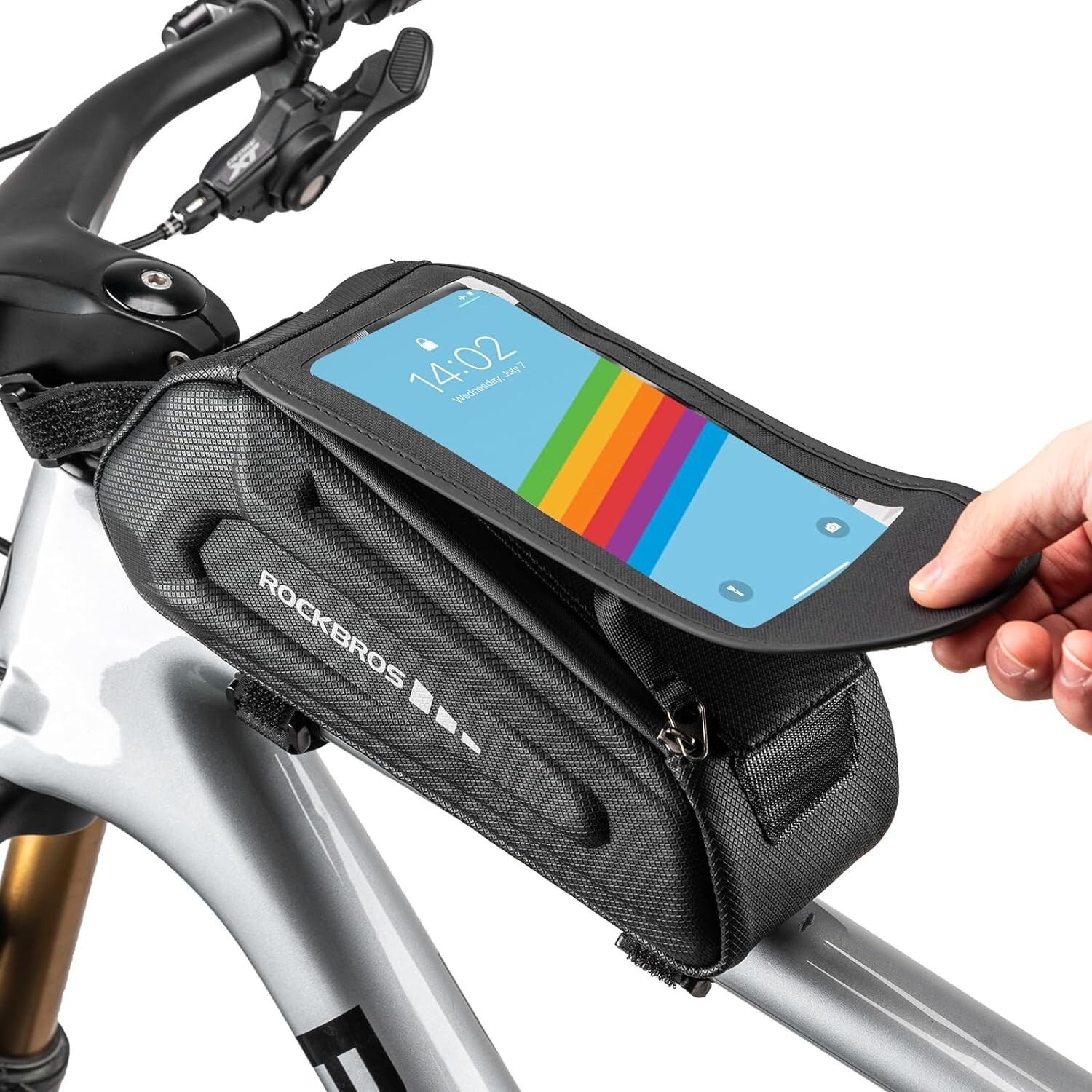 ROCKBROS Bike Phone Front Frame Bag Bike Top Tube Handlebar Bag 1.7L Under 6.8''