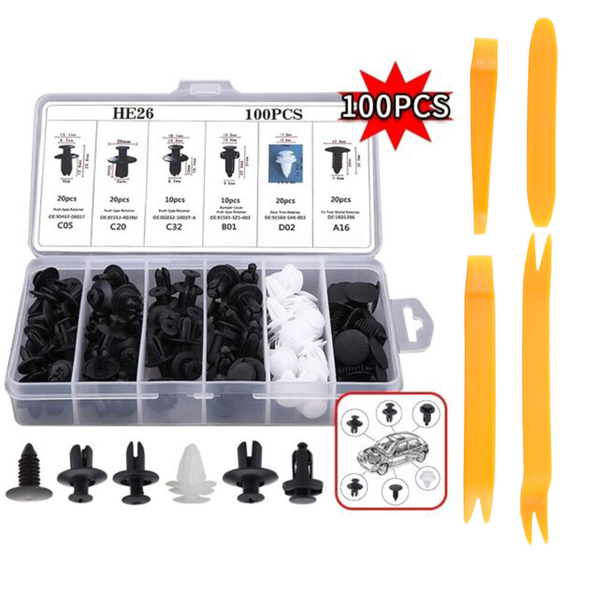 100x Box Set For Honda Bumper Fender Liner Push Type Retainer Clips Fastener