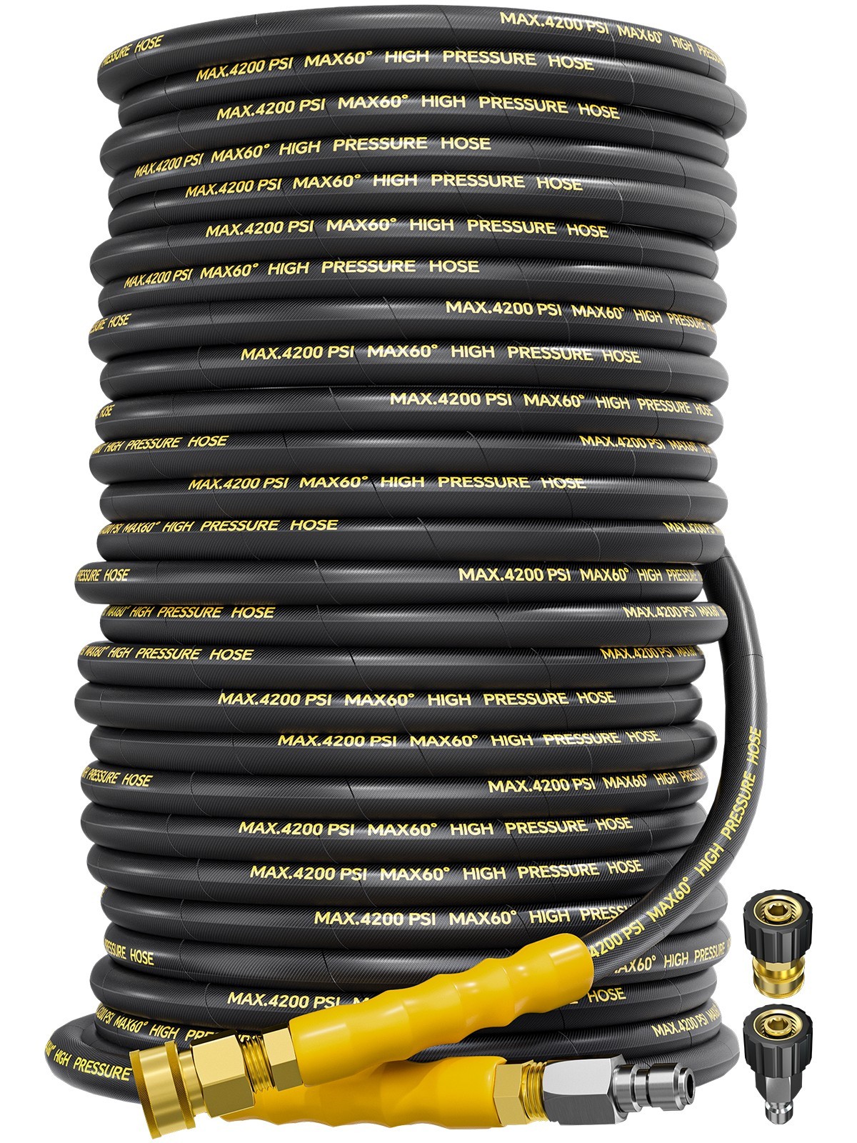 200FT 4200PSI Pressure Washer Hose & 3/8" Quick Connect 1/4" Kink Resistant Hose
