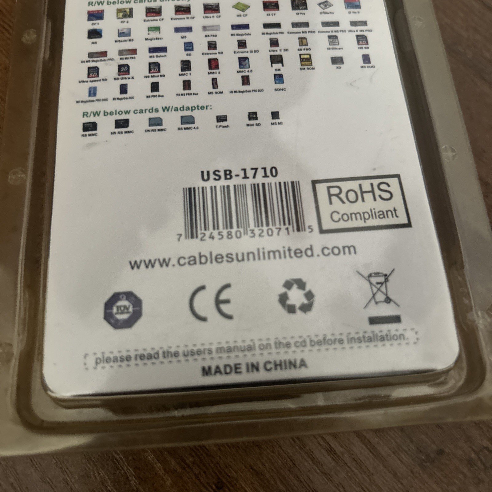 New Cables To Go Card Reader/Writer USB 2.0 USB All In 1