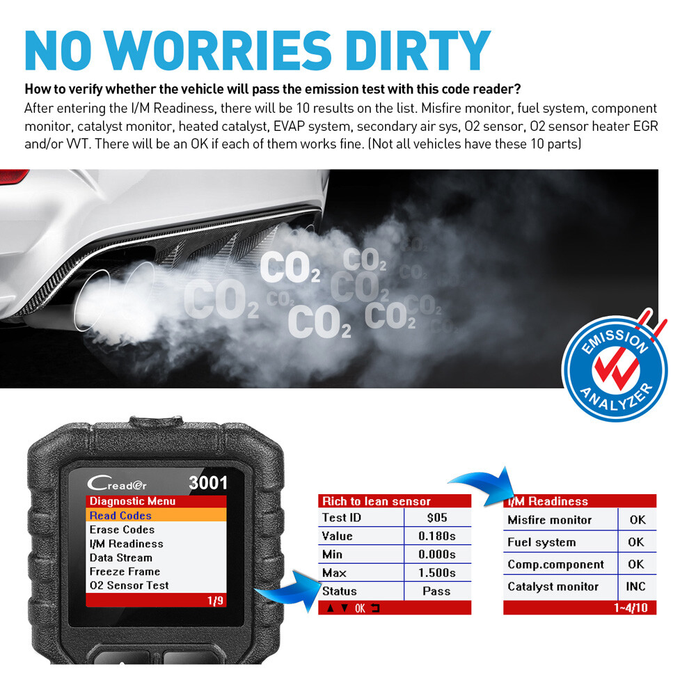 LAUNCH CR3001 OBD2 Scanner Car Check Engine Light Diagnostic Tool Code Reader