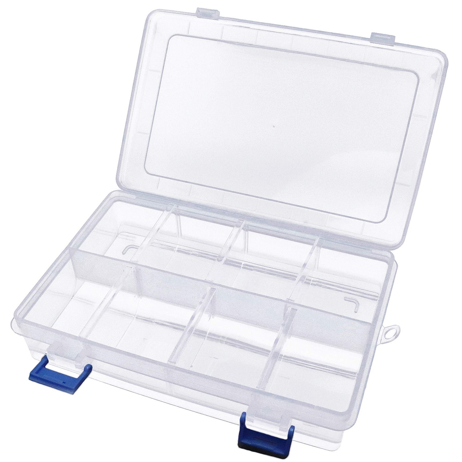 Xiaoyztan Clear Plastic Organizer, 8 Grids with Adjustable Dividers,