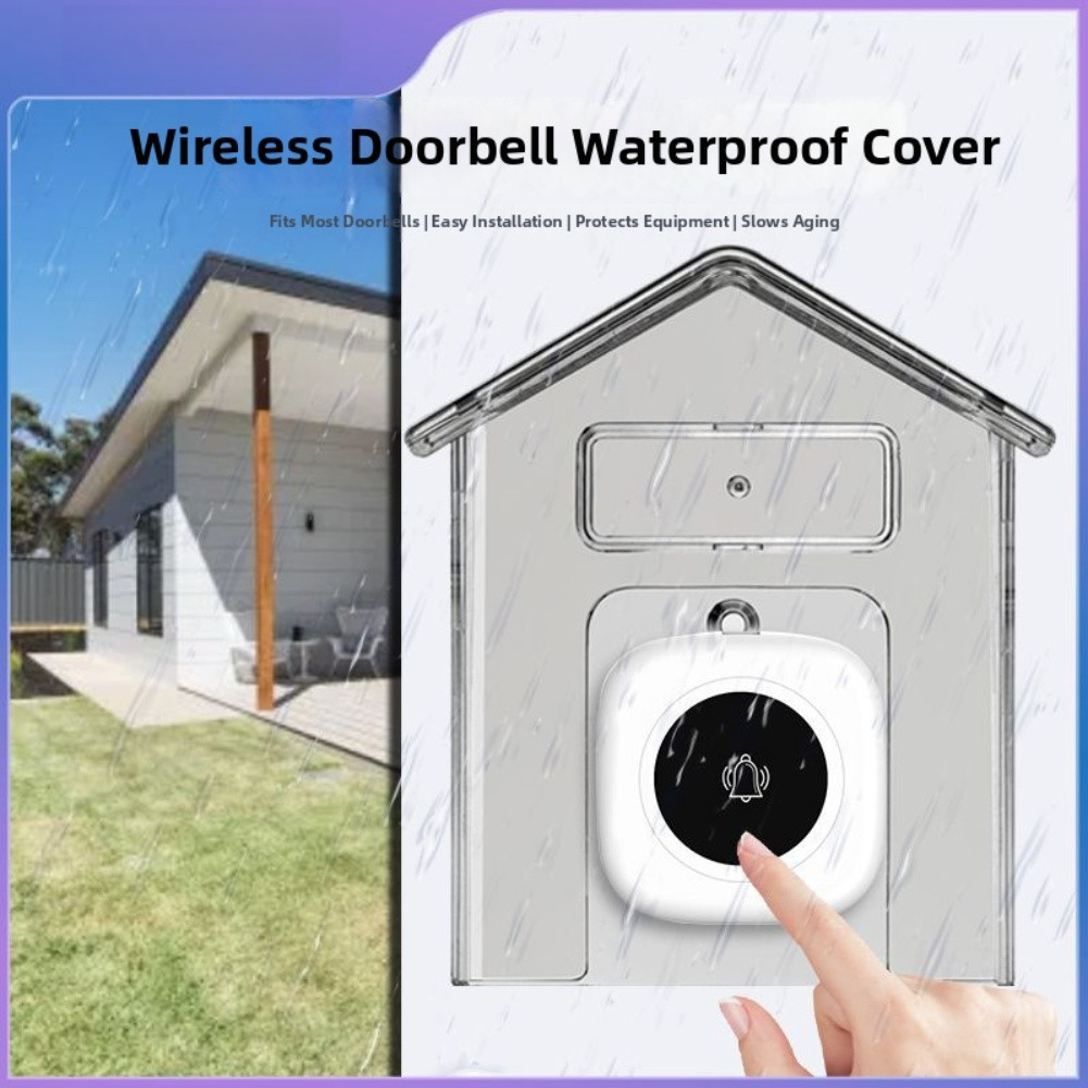 Clear Protective Cover for Wireless Doorbell Rainproof PC Shell Easy Install