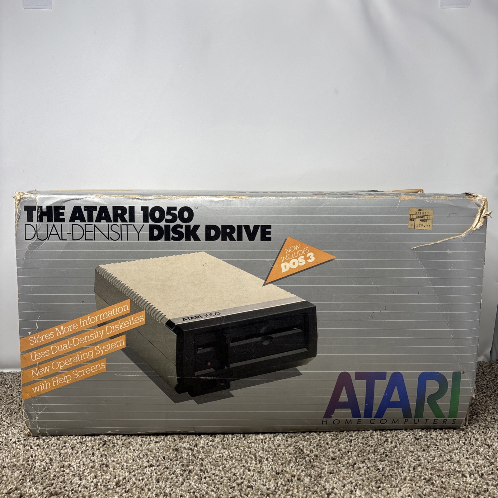 Atari 1050 Floppy Disk Drive Tested With All Cables Power And Data SIO In Box