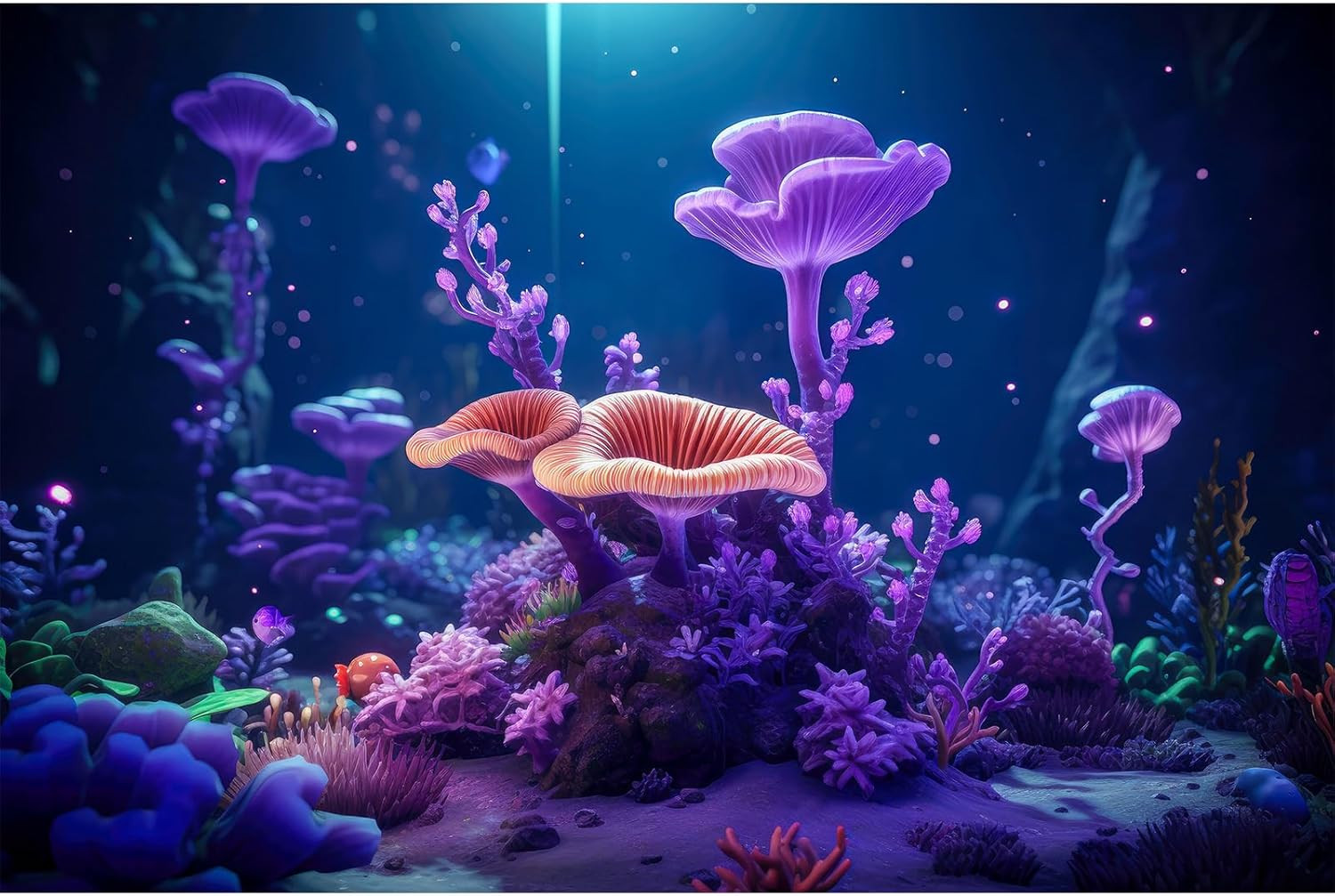 Underwater Aquarium Background Tropical Colorful Hard Corals Reef Exotic Fish Ta