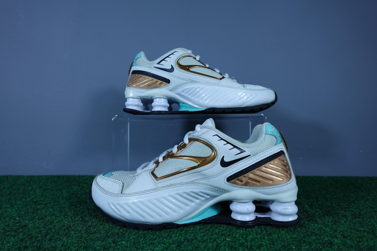 Nike Shox TL Shoes Womens Size 6 White Gold Teal Running Sneakers BQ9001-100